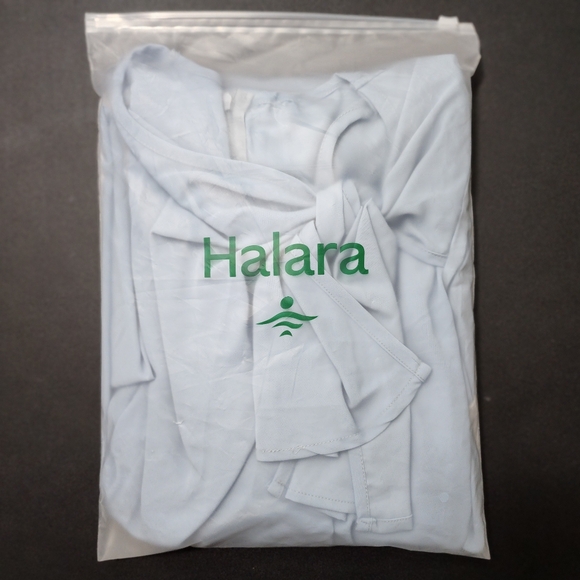 🛍HALARA Tie Neck Puff Long Sleeve Back Zipper Flowy Midi Work Dress,Large - Picture 15 of 16